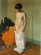 Vallotton: Femme nue retenant sa chemise a deux mains 1904